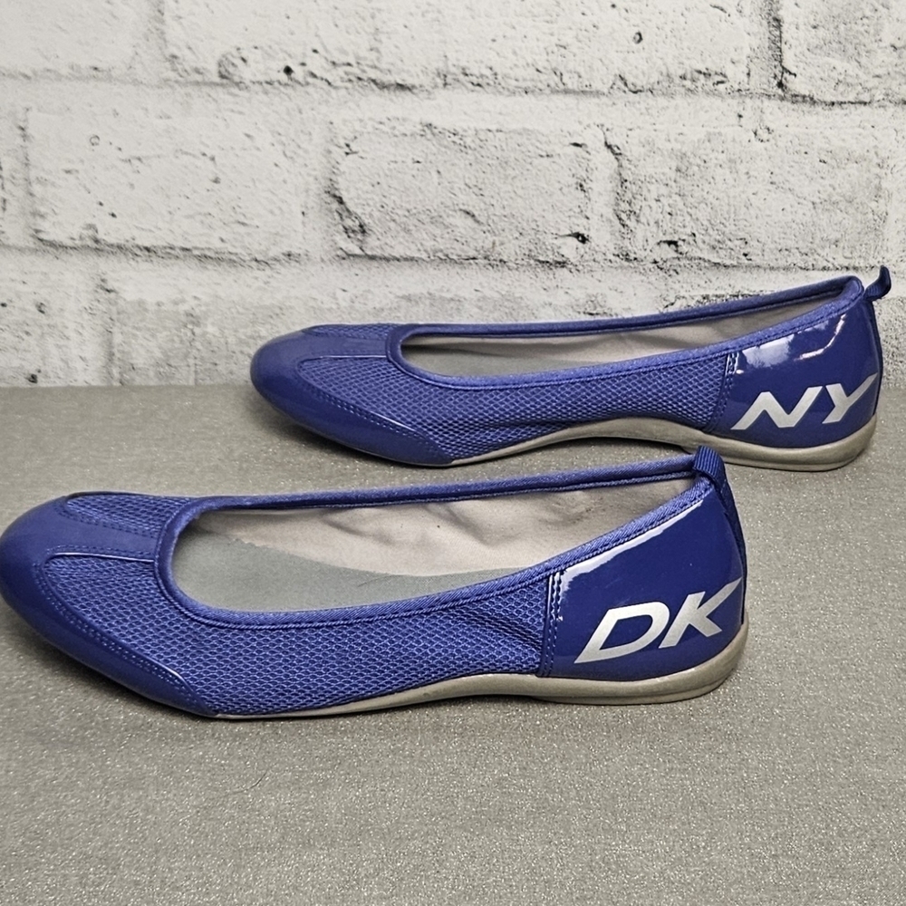 DKNY Blue Mesh Ballet Flats Logo Slip On Shoes Women Size 6.5